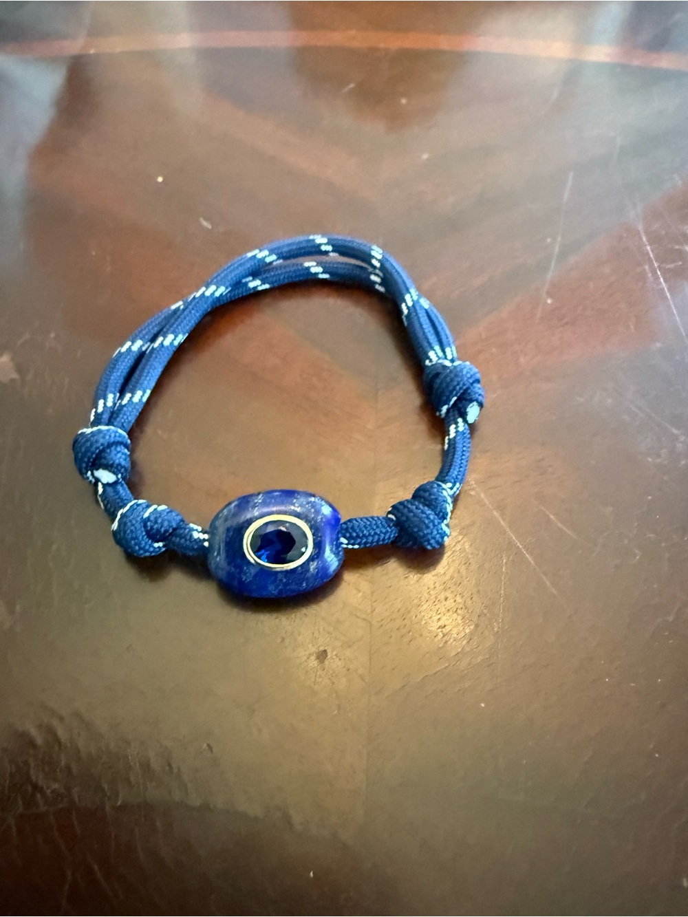 Adina Eden Lapis Blue Stone Cord Bracelet with Navy Cord